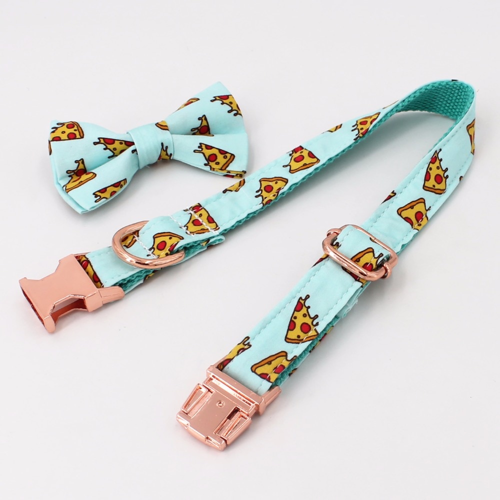 rose gold dog collar with bow tie for big and small dog