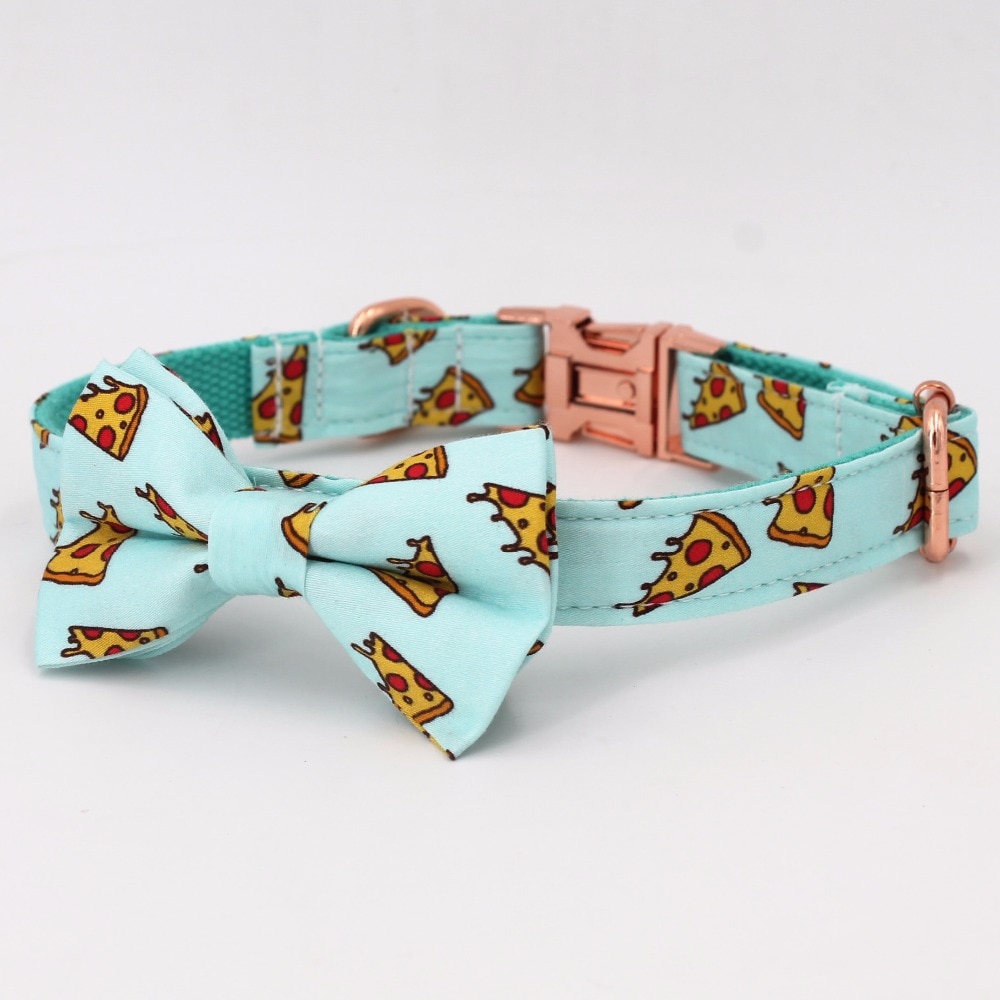 rose gold dog collar with bow tie for big and small dog